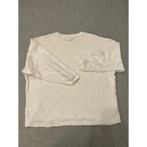 Aerie Sweater Mens Small Long Sleeve Crewneck‎ Ribbed Knit Cotton Pullover Cream